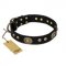 "High Fashion" FDT Artisan Studded with Plates Black Leather Boxer Collar