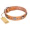"Glamour Finery" FDT Artisan Female Boxer collar of natural leather with stylish old-looking circles
