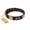 "Sense of Freedom" FDT Artisan Brown Leather Boxer Collar with Old Bronze-Plated Studs and Plates