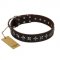 "Stars of Glory" FDT Artisan Brown Leather Boxer Collar for Comfortable Walking