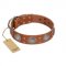 "Far Star" FDT Artisan Tan Leather Boxer Collar with Engraved Studs