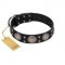 "Starry Sky" Trendy FDT Artisan Black Leather Boxer Collar with Large Brooches
