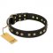 "Rhomb Style" FDT Artisan Decorated Leather Boxer Collar with Old Bronze-Plated Studs 1 1/2 inch (40 mm) Wide