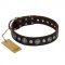 "Victory Ode" FDT Artisan Brown Leather Boxer Collar with Silver-like Plated Decorations
