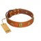 "Space Warrior" FDT Artisan Tan Leather Boxer Collar with Ovals and Stars