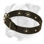 "Flower Blues" Boxer Leather Dog Collar