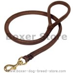 Natural Rolled Leather Dog Leash for Boxer