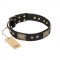 "Jewel Passion" FDT Artisan Fashionable Black Leather Boxer Collar