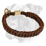 Designer Braided Leather Boxer Choke Collar with Quick Release Buckle