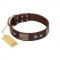 "Stone Stars" Stylish Handmade FDT Artisan Brown Leather Boxer Collar