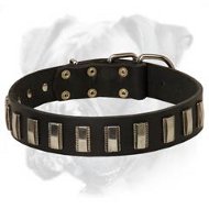 Ornament Leather Dog Collar for Boxer Training and Walking