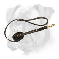 Beautiful and Convenient Leather Boxer Leash Decorated with 6 Half Ball Studs