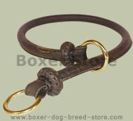 Reliable Rolled Leather Choke Collar for Boxer Breed