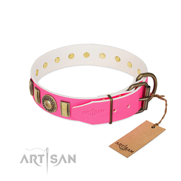 Best quality natural leather dog collar handcrafted for your doggie