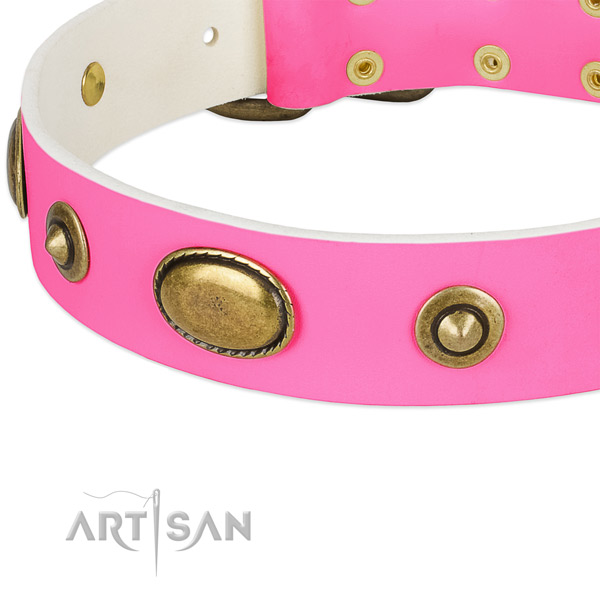 Rust resistant hardware on full grain leather dog collar for your canine