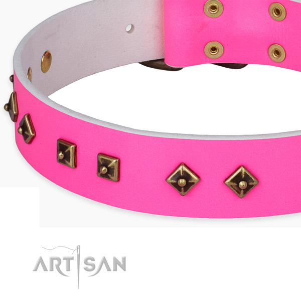 Easy adjustable full grain leather collar for your impressive doggie