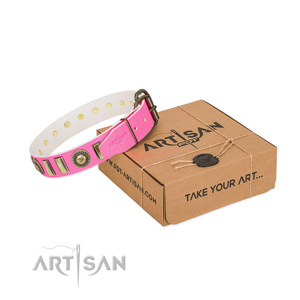 Top rate natural leather dog collar made for your canine