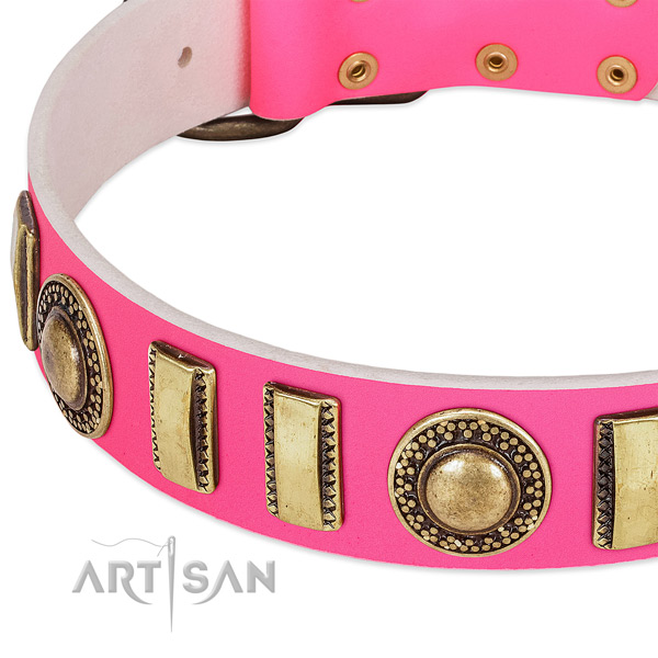 Durable genuine leather dog collar for your beautiful doggie