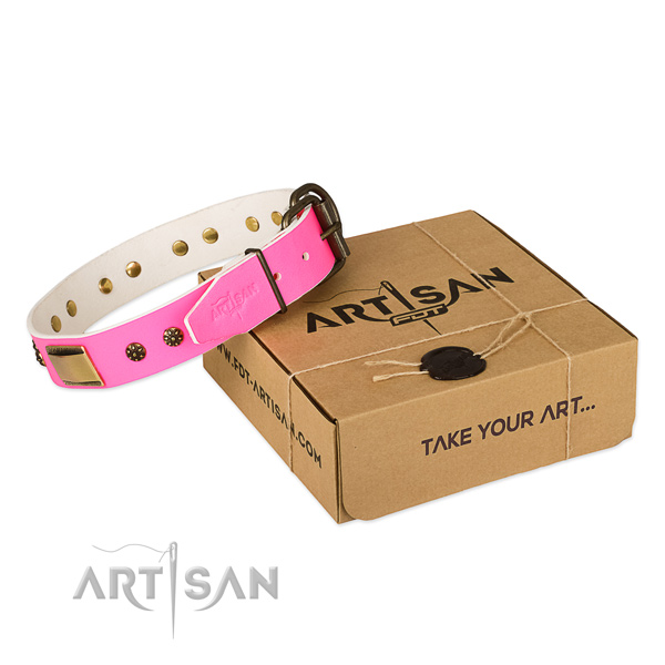 Trendy natural genuine leather collar for your attractive pet