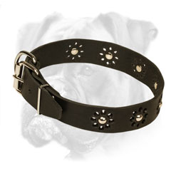 Flower Decorated Leather Boxer Collar