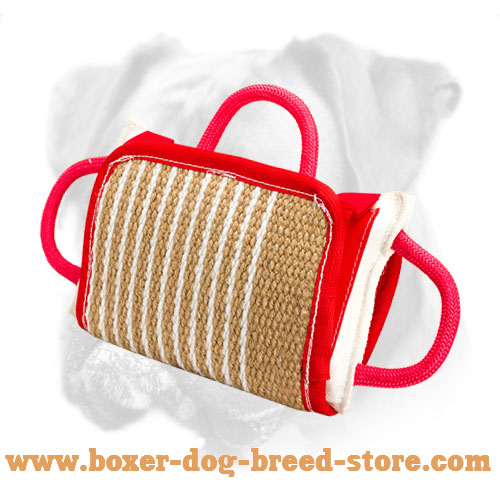 Strong bite pillow with removable jute cover for Boxer