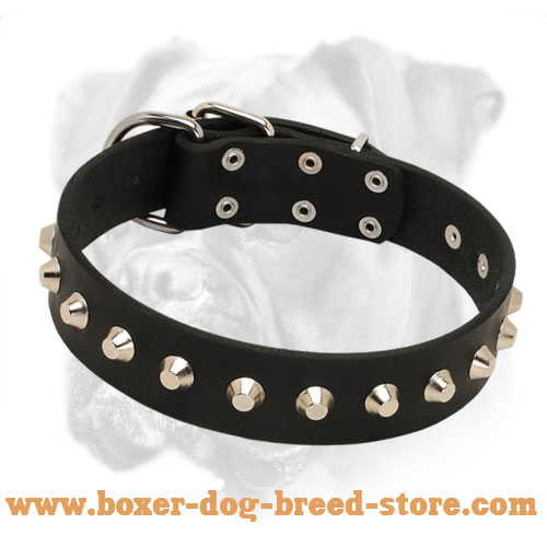 Heavy-Duty Leather Boxer Collar Buckle for Dog Training Walking