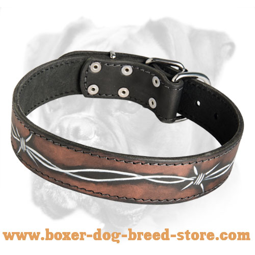 Fabulous Leather Boxer Collar - Barbed Wire