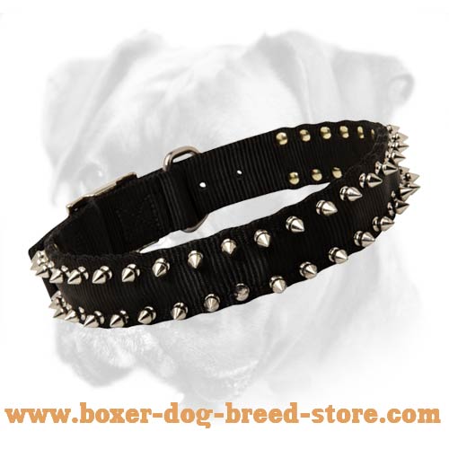 Water Proof Nylon Boxer Collar with Gorgeous Spikes