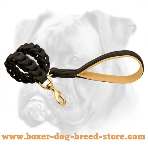 Easy in Use Anti-Pulling Leather Canine Lead for Boxer Breed
