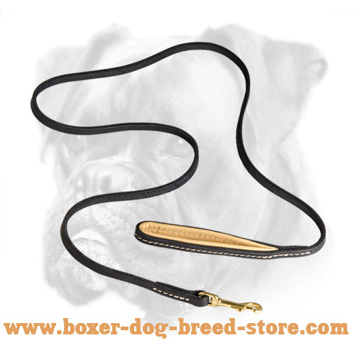 Royal Quality Leather Boxer Leash with Nappa Padded Handle