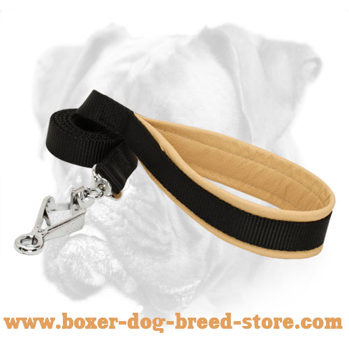 Boxer Nylon Leash with Nappa Padded Handle
