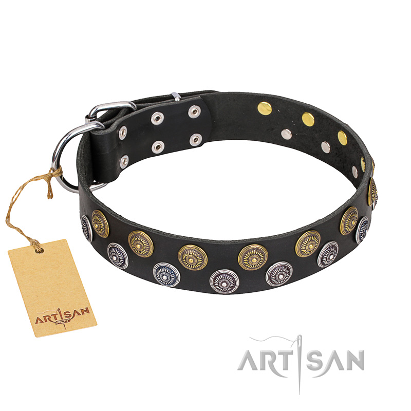 "Romantic Breeze" FDT Artisan Styilish Black Leather Boxer Collar