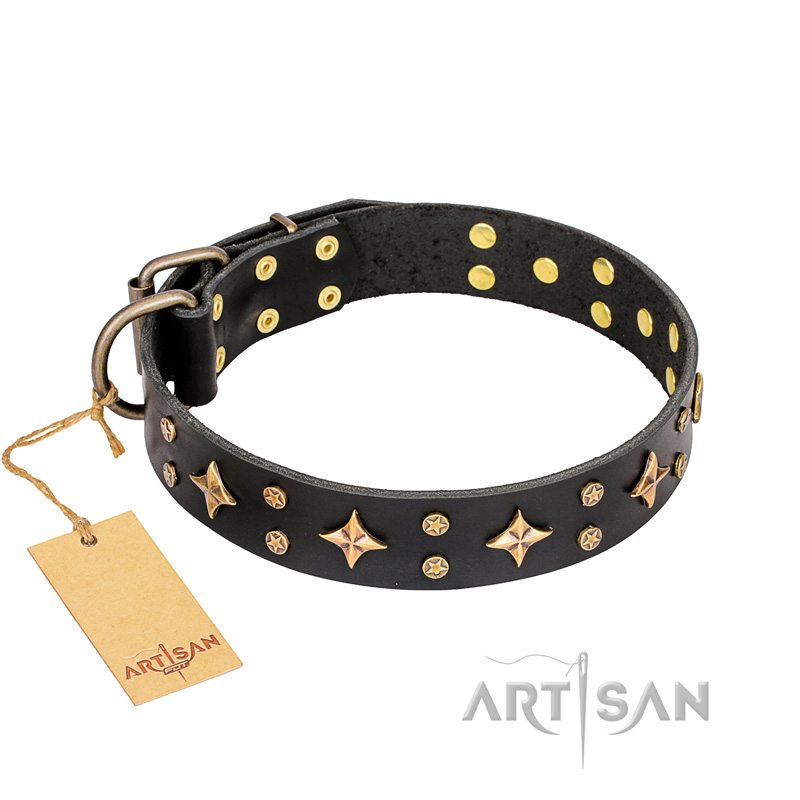 'A La Mode' FDT Artisan Handmade Black Leather Boxer Collar