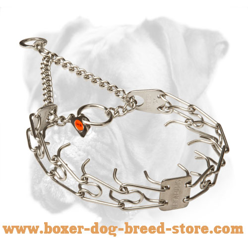 Pinch Prong Collar of Stainless Steel for Boxer Training - 1/8 inch (3.25 mm)