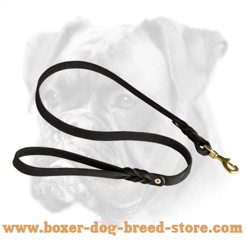Super Strong Braided Leather Leash for Boxer