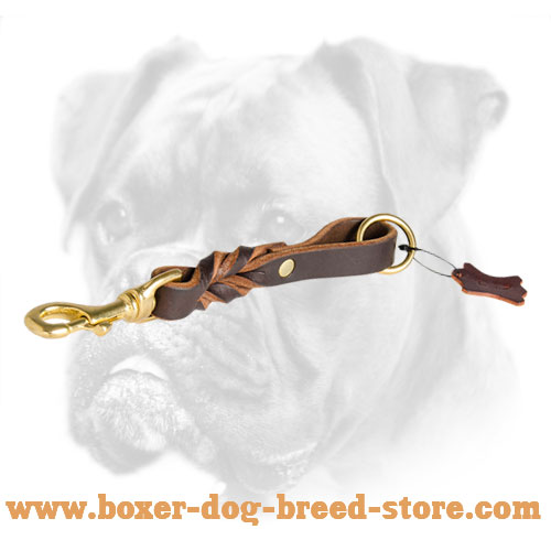Extra Short Leather Braided Leash for Boxer