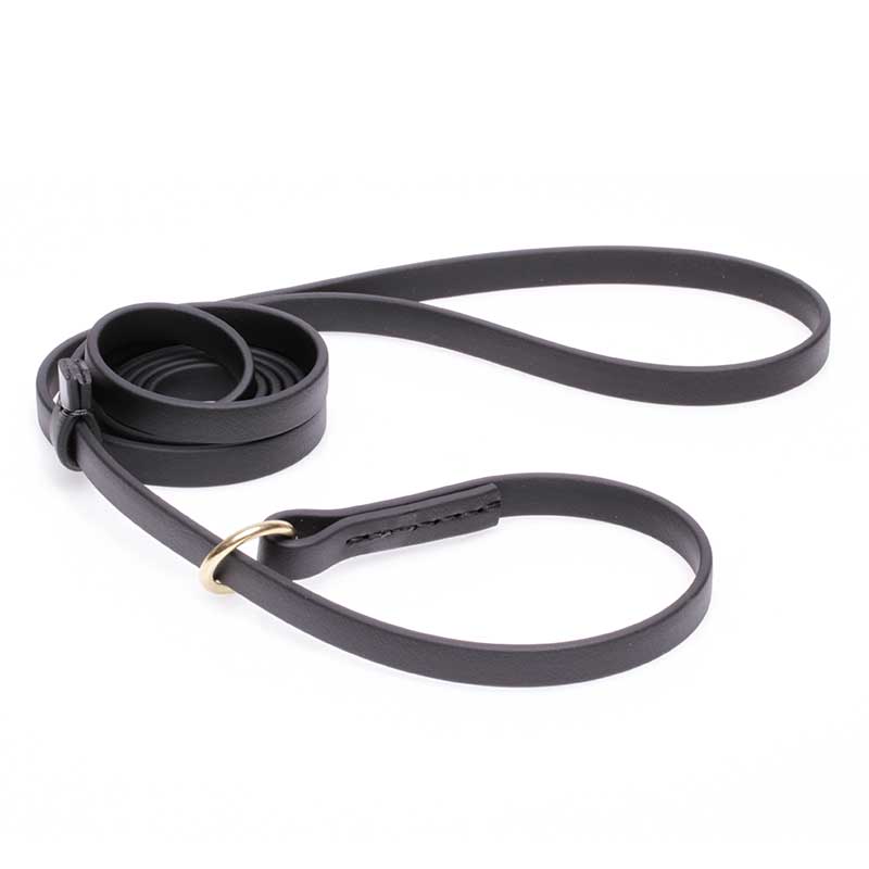 Black Biothane Boxer Leash and Collar Combo