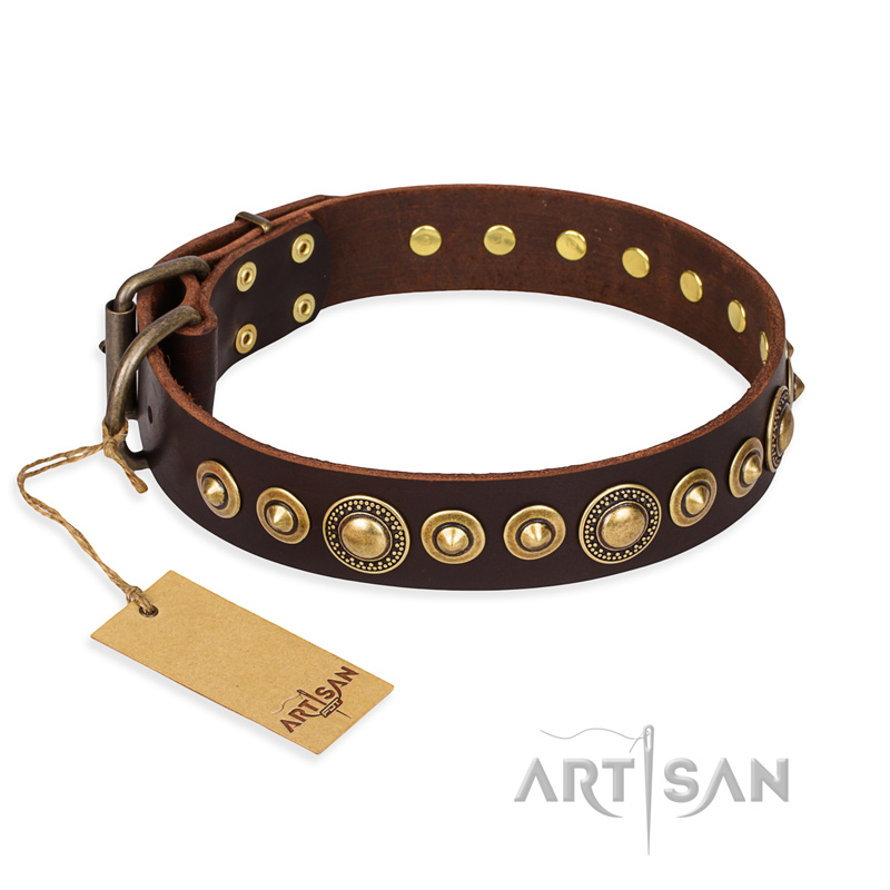 "Ancient Warrior" FDT Artisan Fancy Leather Boxer Collar with Old-Bronze Plated Decorations