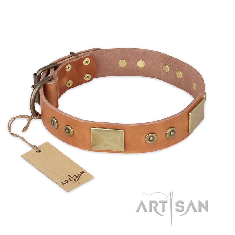 "The Middle Ages" FDT Artisan Handcrafted Tan Leather Boxer Collar