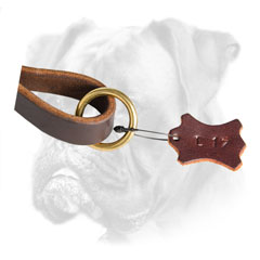 Leather Boxer leash with floating brass O-ring