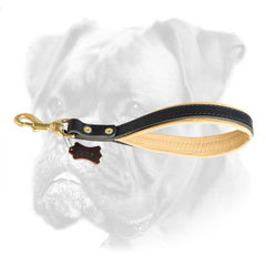 Black leather Boxer leash with Nappa padding